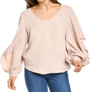 Trina Turk Rejoice Top Small Blush Nude Beige Split Sleeve Butterfly top